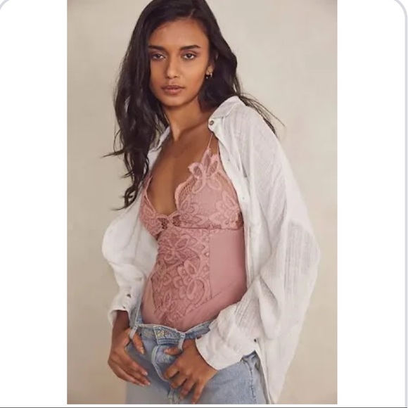 Free people blush lace strappy bodysuit stretchy new with tags - Picture 3 of 7